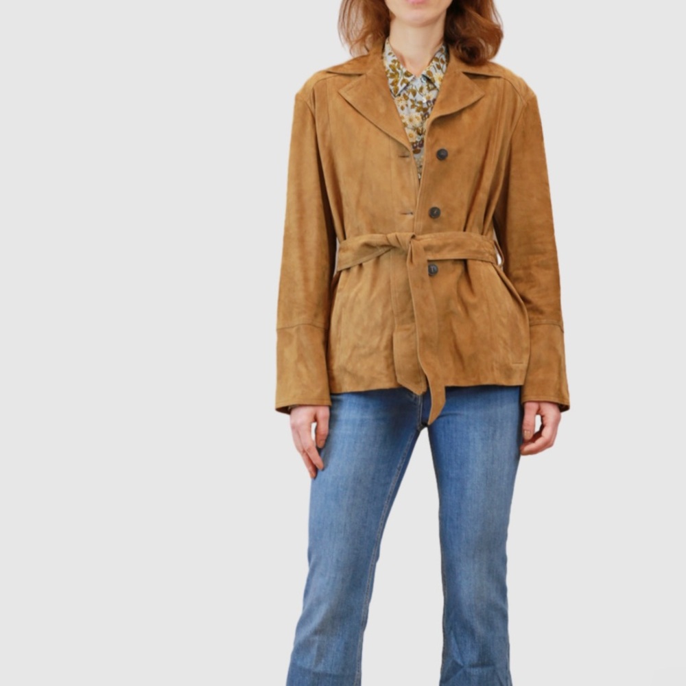 PELICAN COVE‎ VINTAGE Genuine Suede Trench Sz Med